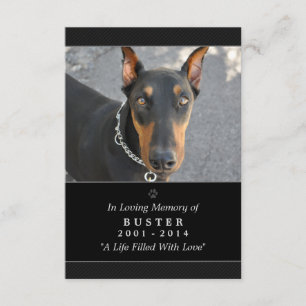 Pet Memorial Card 3.5x5 Schwarz - Trauern Sie das  Einladung