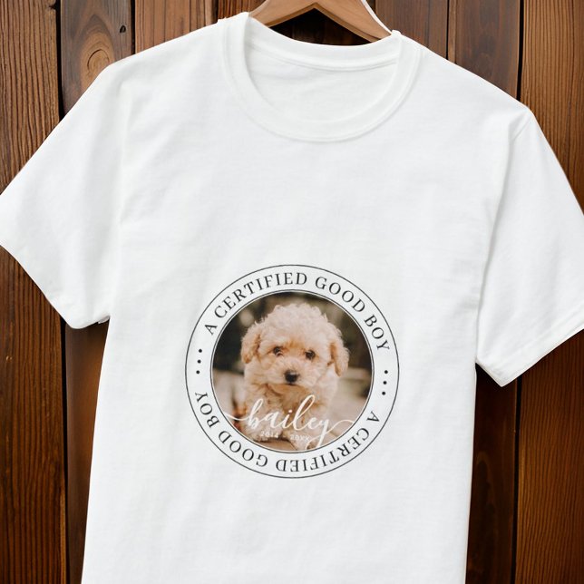 Pet Memorial Certified Good Boy Custom Foto T-Shirt (Von Creator hochgeladen)
