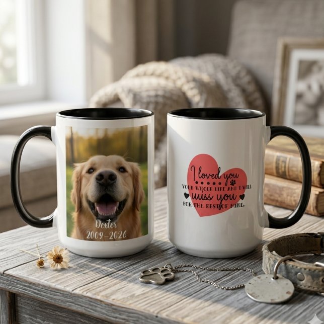 Pet Memorial Dog Loss Photo Heart Sympathy Gift Tasse (Pet memorial dog loss photo sympathy mug)