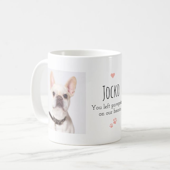 Pet Memorial Drucke auf unserem Herz Doppeltes Fot Kaffeetasse (Vorderseite Links)