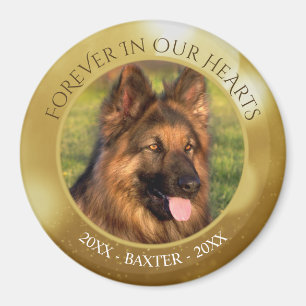 Pet Memorial FOREVER IN UNSEREM HERZEN Foto Gold Magnet