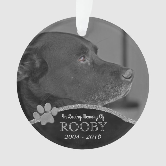 Pet Memorial Foto Paw Drucken Personalisierter Nam Ornament (Vorderseite)