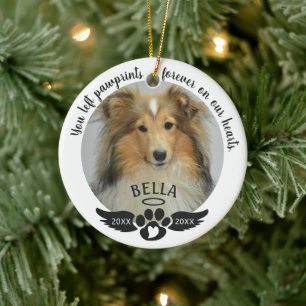 Pet Memorial Foto Pawprint Herz Custom Colors Keramik Ornament
