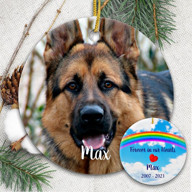 Pet Memorial Hund Einfaches Foto Rainbow Bridge Keramik Ornament (Von Creator hochgeladen)