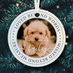 Pet Memorial Loved Beyond Words Elegant Chic Photo Ornament Aus Metall