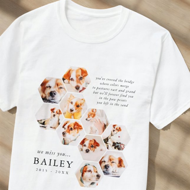 Pet Memorial Modern Simple 10 Foto Collage T-Shirt (Von Creator hochgeladen)