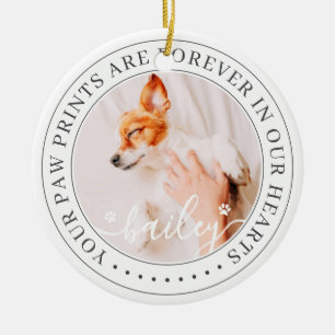 Pet Memorial Paw Prints Hearts Elegantes Chic Foto Keramik Ornament