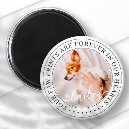 Pet Memorial Paw Prints Hearts Elegantes Chic Foto Magnet