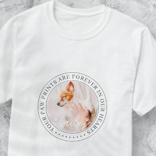 Pet Memorial Paw Prints Hearts Elegantes Chic Foto T-Shirt