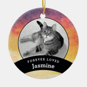 Pet Memorial Personalisiert Watercolor Foto hinzuf Keramikornament