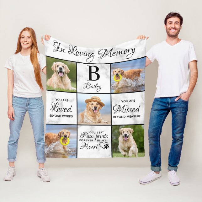 Pet Memorial Pet Loss Keepake Einzigartiges 5-Hund Fleecedecke (Beispiel)