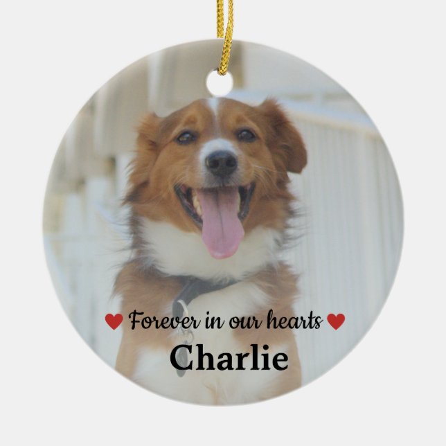 Pet Memorial Pet Loss Keepake Geschenk Hund Foto C Keramik Ornament (Vorne)