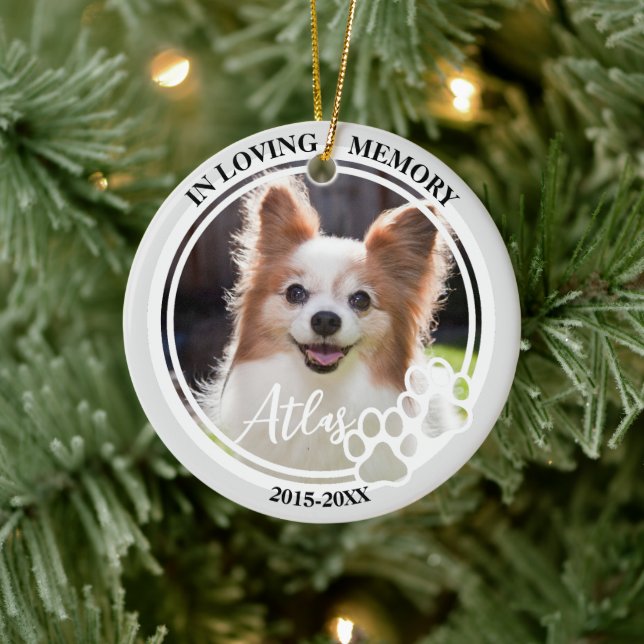Pet Memorial Pet Loss Personalisiert Hund Foto Keramik Ornament (Baum)