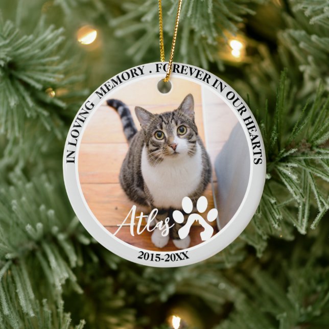 Pet Memorial Pet Loss Personalisiertes Cat Foto Keramik Ornament (Baum)