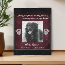 PET Memorial Red Black Marble Effect Silver Paws