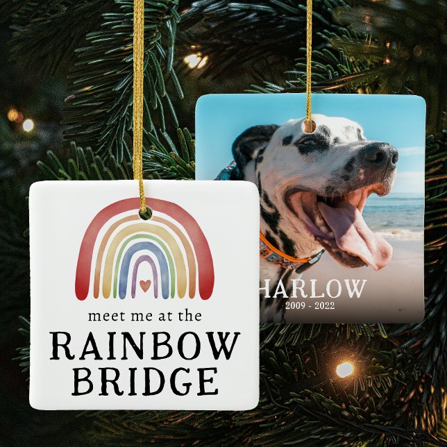 Pet Memorial treffen mich am Regenbogenweihnachtsf Keramikornament (Von Creator hochgeladen)