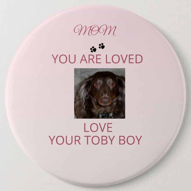 Pet Mom Heartfelt Photo Badge Button (Vorderseite)