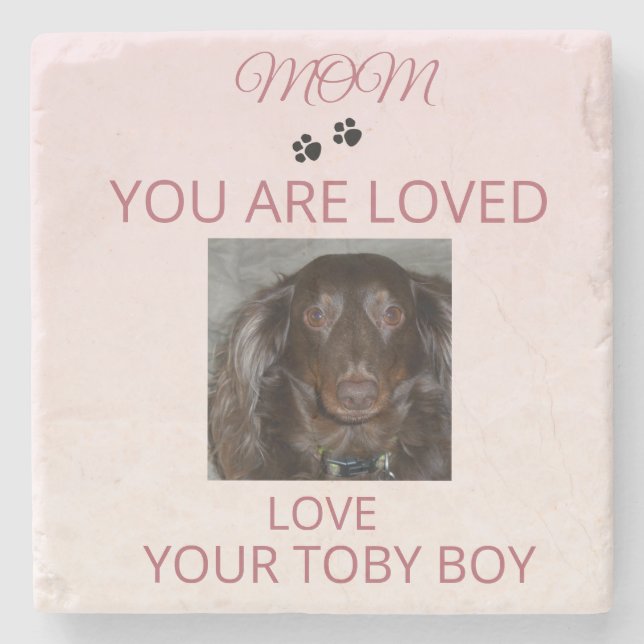 Pet Mom Love Photo Stone Art Steinuntersetzer (Vorderseite)