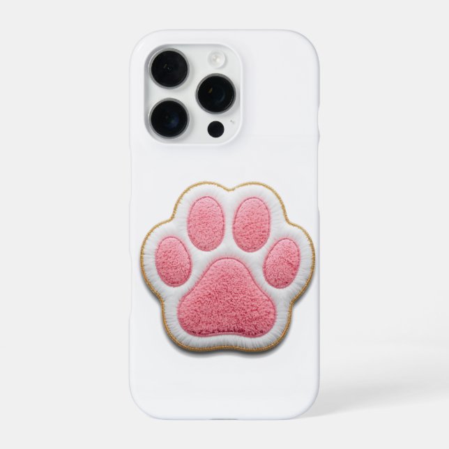 Pet Mom Phone Case | Chenille Embroidery Heart Paw iPhone Hülle (Rückseite)