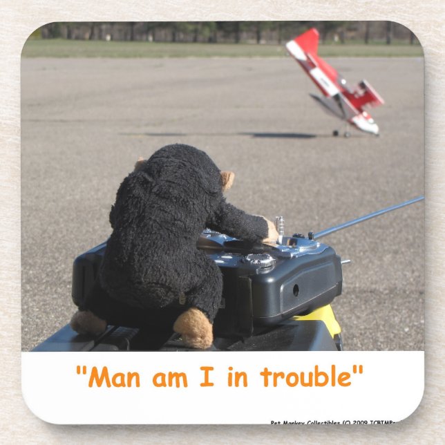 Pet Monkey Crashing Vaters RC Flugzeug Untersetzer (Vorderseite)