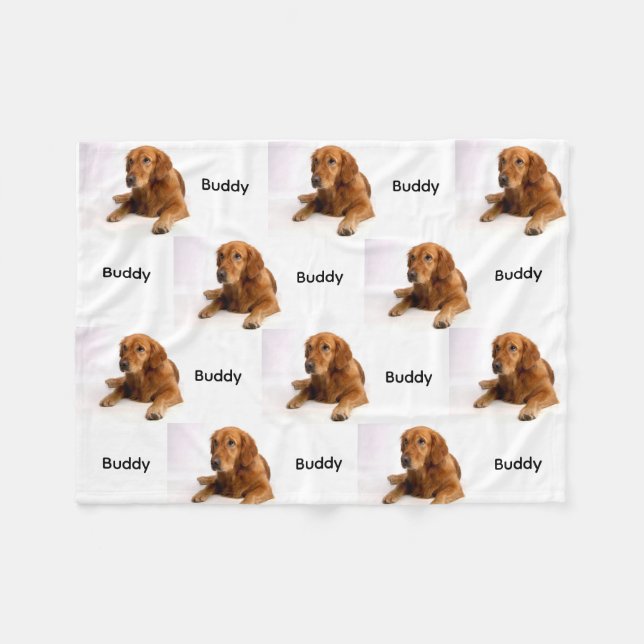 Pet Name And Photo Editable Fleece Blanket (Vorderseite (Horizontal))