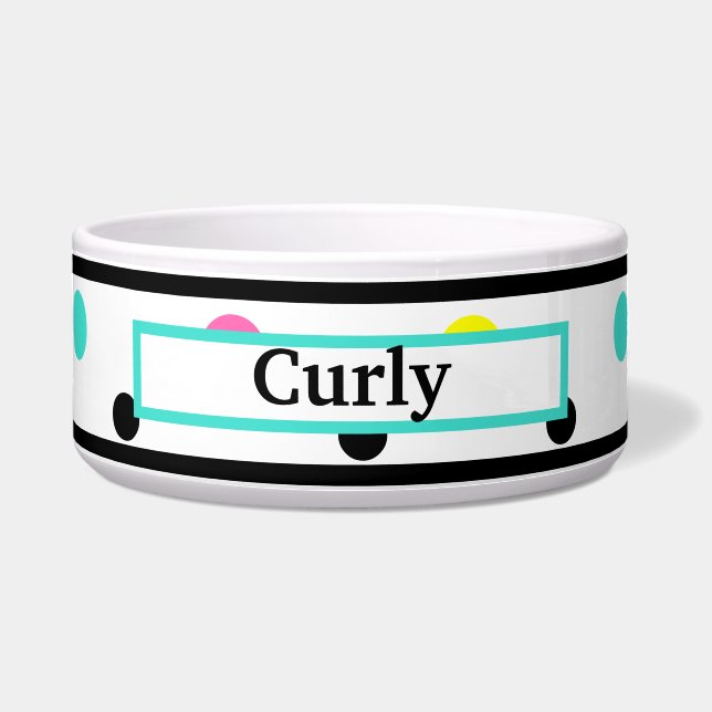 Pet Name Colorful Polka Dots Bowl Napf (Vorderseite)