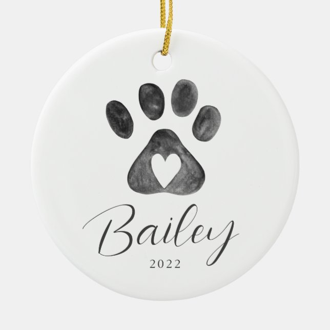 Pet Name Paw Print Weihnachtsschmuck (Vorne)