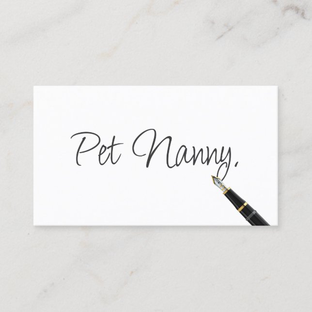 Pet Nanny Elegant Handwriting Script Visitenkarte (Vorderseite)