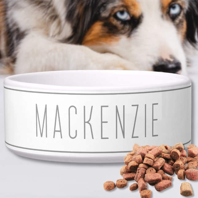 Pet Napf (Custom White Gray Name Pet Bowl)