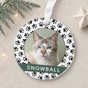 Pet Paw druckt grünes Personalisiertes Cat Name Fo Ornament