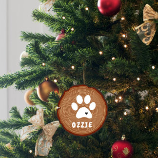 Pet Paw Heart Wood Graphic Keramik Ornament