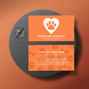 Pet Paw Logo Heft Orange Visitenkarte