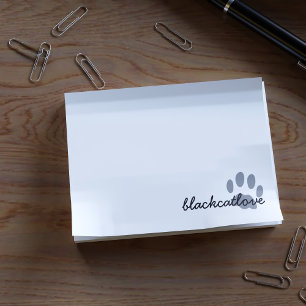 Pet Paw Print Personalisiert Chat Lover White Post-it Klebezettel