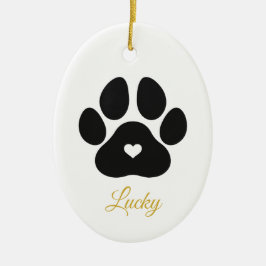 Pet Paw Print Personalisiert Gold Pet Name Foto Keramik Ornament
