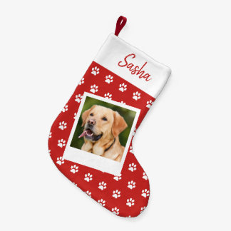 Pet Paw Print Personalisiert Name und Foto Kleiner Weihnachtsstrumpf