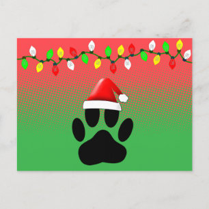 Pet Paw Print Weihnachtsmannmütze Christmas Lights Feiertagspostkarte