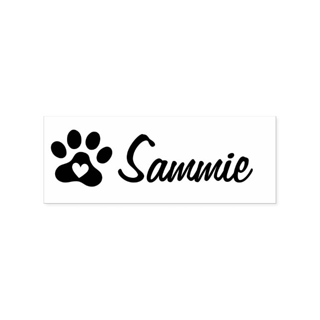 Pet paw print with heart custom cat dog name gummistempel (Prägung)