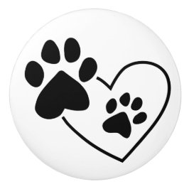 Pet Paw Prints auf Herz Keramikknauf