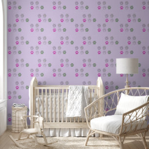 Pet Paw Prints Cats Hunde Lavendel Lila Tapete