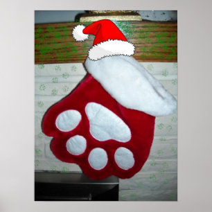 Pet Paw Weihnachts-Strumpf Poster
