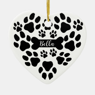 Pet Paws Christmas Ornament Heart Shaped Dog Paw