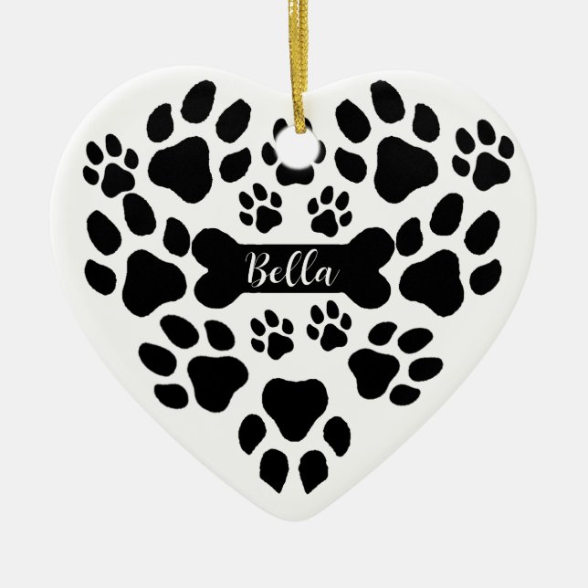 Pet Paws Christmas Ornament Heart Shaped Dog Paw (Vorne)