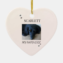 Pet Photo Blush Design with Holiday Paw Prints Keramik Ornament