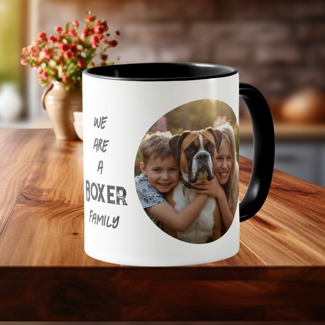 Pet Photo Boxer Family typography Black Personaliz Tasse (Personalize Boxer Pet/ Family Photo)