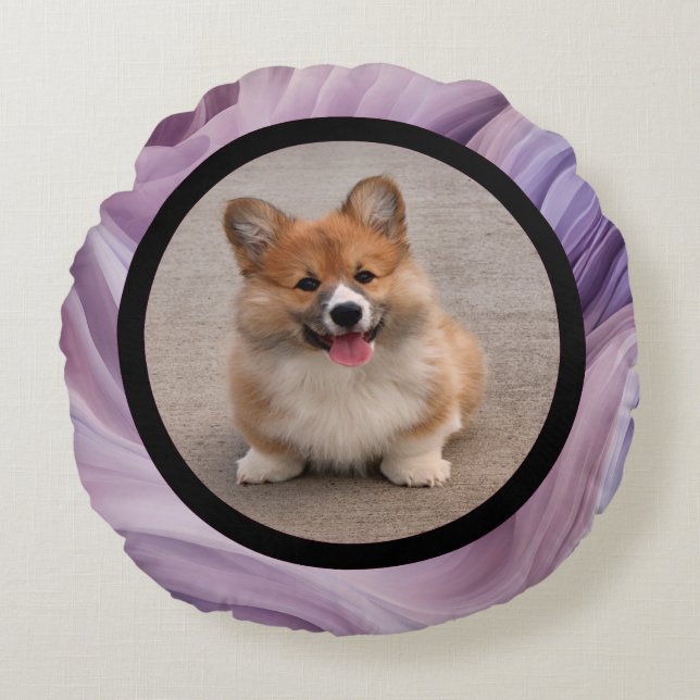 Pet photo - purple colour rundes kissen (Vorderseite)