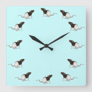 Pet Rat Painting Quadratische Wanduhr