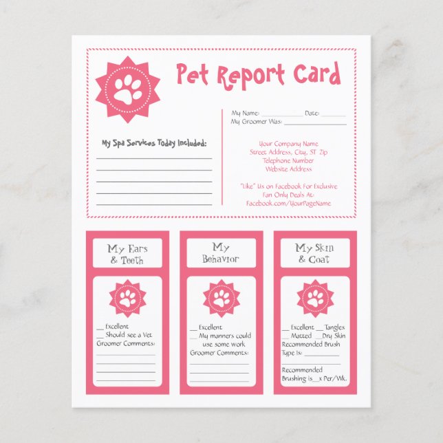 Pet Report Cards - rosa (Vorderseite)