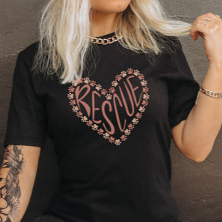 Pet Rescue Paw Print Heart T-Shirt - Pink Pay Druc