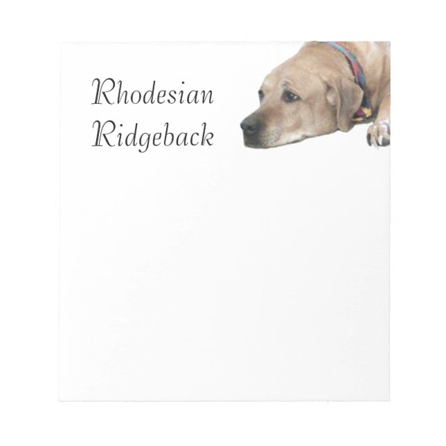 Pet Rhodesian Ridgeback Dog Picture Notizblock (Vorderseite)