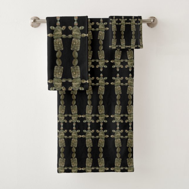 Pet Rock Ocean Sediment Gemstones Muster Badhandtuch Set (Insitu)